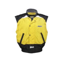 Used Axo Ventura vintage-style jacket in yellow and black textile with removable arms, reflectors, and trousers clips. Shows minor aging marks.