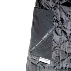 A used black Bering touring textile jacket for women in size XL. In good condition with minor wear marks, it features a detachable thermal liner, reflective elements, and pockets for optional shoulder, elbow, and back protectors.