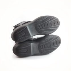 Used Cycle Spirit black leather touring boots with heel, toe, shin, and ankle protection, featuring a Drygate waterproof membrane and showing minor wear marks.