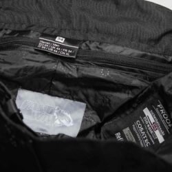 A pair of used black Fastway Season textile motorcycle pants in size 54 XL, in like-new condition. Designed for street and touring, they feature a breathable, windproof, and water-repellent membrane, adjustable waist and hem, thigh vents, and protection at the knees and shins. Includes a short zipper to connect to a jacket