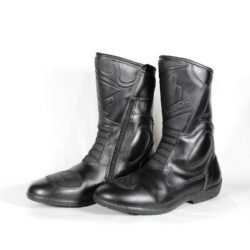 Black leather touring motorcycle boots in excellent condition, size 41