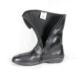 Black leather touring motorcycle boots in excellent condition, size 41