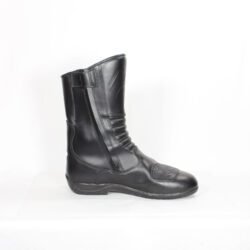 A pair of black ProBiker leather touring motorcycle boots in excellent 9/10 condition, size 40.