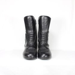 A pair of black ProBiker leather touring motorcycle boots in excellent 9/10 condition, size 40.