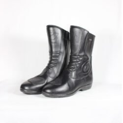 A pair of black ProBiker leather touring motorcycle boots in excellent 9/10 condition, size 40.