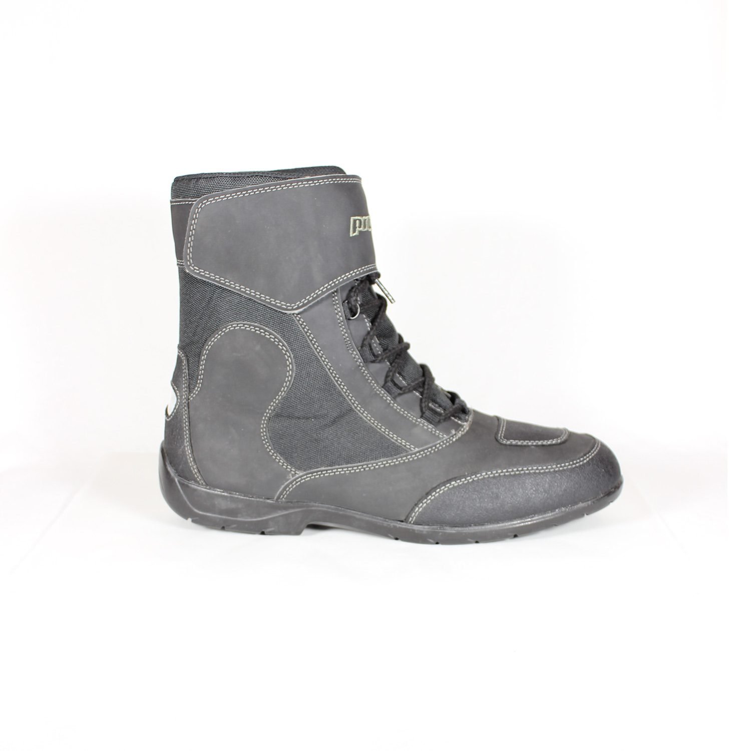 Dark grey faux leather casual city style motorcycle boots in excellent condition, size 47