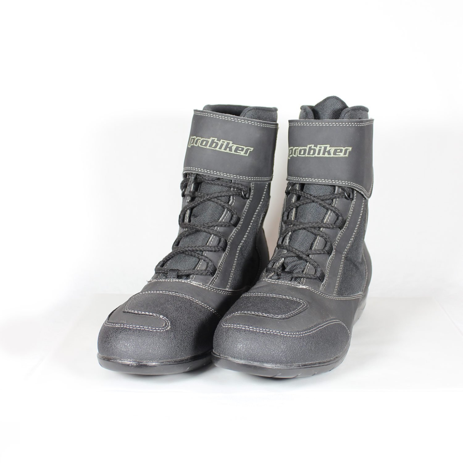 Dark grey faux leather casual city style motorcycle boots in excellent condition, size 47