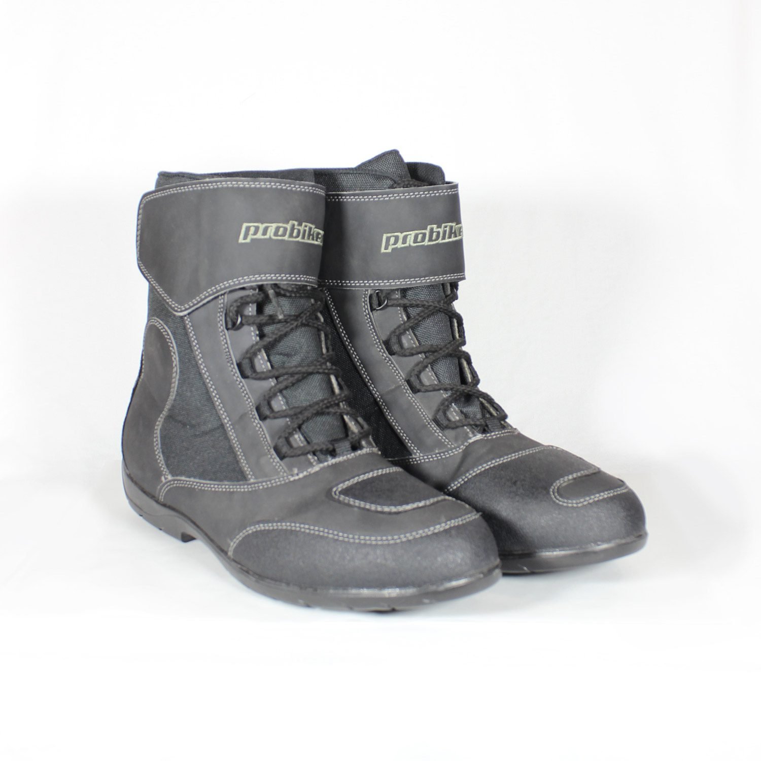 Dark grey faux leather casual city style motorcycle boots in excellent condition, size 47