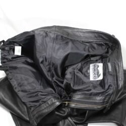 A pair of used black Vanucci Classic leather pants in a Chopper style, size 58 XXXL. They are in very good condition with no notable defects, featuring a timeless design without built-in protectors.