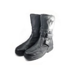 Used Cycle Spirit CS Touring III black leather touring boots with heel, toe, and sole protection, showing very minor wear marks.