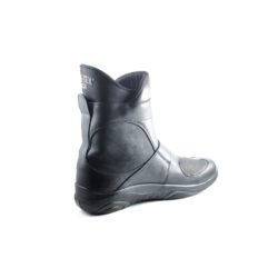 Used Daytona Journey XCR black leather touring boots with Gore-Tex membrane and protection for toes, ankle, and heel, showing minor wear marks.