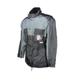 Used Louis black and grey winter touring jacket with certified back, elbow, and shoulder protectors, a removable thermal liner, and a windproof, waterproof design.