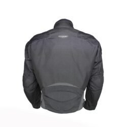 Used Clover black textile touring jacket with shoulder, elbow, and back protection, a waterproof membrane, a thermal liner, and reflective details.