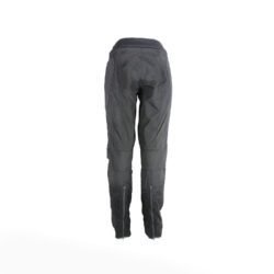 Used Dainese black textile touring trousers with knee and hip protection and a waterproof membrane, showing minor wear marks.