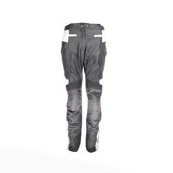 Used FLM black textile touring trousers with knee protection, a short combi-jacket connection zipper, and multiple adjustments for a perfect fit.