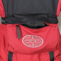 Used Hein Gericke black and red all-season touring jacket with Cordura fabric, shoulder, elbow, and back protection, a waterproof membrane, and reflective panels.