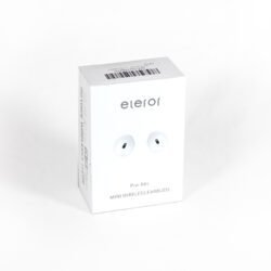 A pair of ivory-white wireless earbuds sitting inside a matching, open charging case.