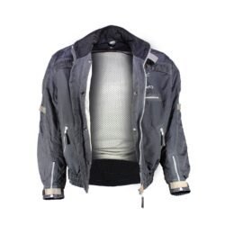 Used Pro Sports black casual textile jacket with Cordura reinforcement on shoulders and elbows, a back protector, ventilation vents, and reflective details.