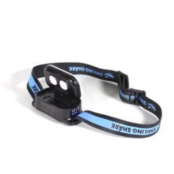 Smiling Shark rechargeable LED motorcycle headlight mounted on a bike.