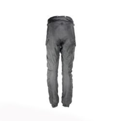 Used XPro black textile adventure trousers with knee protection, an Aqua-Kill waterproof membrane, ventilation vents, and a full combi-jacket connection zipper.