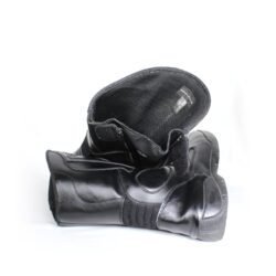 Probiker Touring black synthetic leather motorcycle boots, size 46 — durable touring boots with reinforced toe, ankle, and gear protection, partial waterproofing, and classic styling in fairly good condition.