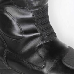 Probiker Touring black synthetic leather motorcycle boots, size 46 — durable touring boots with reinforced toe, ankle, and gear protection, partial waterproofing, and classic styling in fairly good condition.