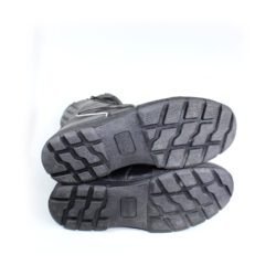 A pair of black leather Air Star street boots in size 42. The boots feature protection for the toes, shin, ankles, and heels, a reinforced sole, gear/brake lever protection, and reflectors. They show some wear marks, with minor damage to the synthetic leather panels on the front and back.