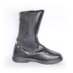 A pair of black leather Alpinestars Touring Classic boots in size 39. The boots feature a Gore-Tex waterproof membrane and protective reinforcements on the toes, shin, ankles, and heel, along with a reinforced sole, gear lever protection, and rear reflectors. They show minor wear marks.