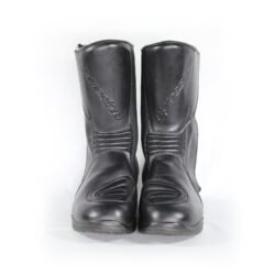 A pair of black leather Alpinestars Touring Classic boots in size 39. The boots feature a Gore-Tex waterproof membrane and protective reinforcements on the toes, shin, ankles, and heel, along with a reinforced sole, gear lever protection, and rear reflectors. They show minor wear marks.