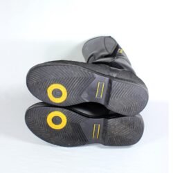 Hein Gericke Bullson Cycko black leather motorcycle boots, size 38 — durable street and touring boots with ShetTex waterproof membrane, reinforced toe, heel, ankle, and shin protection, and good condition with minor wear marks.