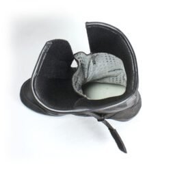 A pair of black leather Hein Gericke Bullson Cycko touring boots in size 37. They feature a Shettex waterproof membrane and protection for the toes, shin, ankles, and heel, with a reinforced sole. The boots show some wear marks, including a deep scratch on the side of the left boot.