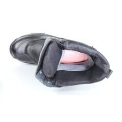 A pair of black leather Falco touring boots in size 36. The boots feature a High-Tex waterproof membrane and protective reinforcements on the toes and heel, with a reinforced sole. They are in very good condition with some minor wear marks.