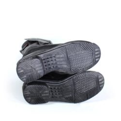 A pair of black leather Falco touring boots in size 36. The boots feature a High-Tex waterproof membrane and protective reinforcements on the toes and heel, with a reinforced sole. They are in very good condition with some minor wear marks.