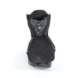 A pair of black leather Hein Gericke Bullson city boots in size 42. The boots feature a Shettex waterproof membrane, reinforced protection on the toes and heel, a reinforced sole, gear lever protection, and reflective elements. They show minor wear marks.