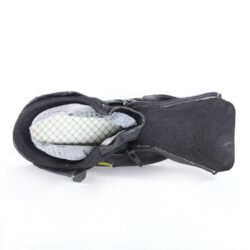 A pair of black leather Hein Gericke Bullson city boots in size 42. The boots feature a Shettex waterproof membrane, reinforced protection on the toes and heel, a reinforced sole, gear lever protection, and reflective elements. They show minor wear marks.