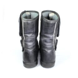 A pair of black leather Kochmann touring boots in size 41. The boots feature a SympaTex waterproof membrane and protective reinforcements on the toes, heels, ankles, and a reinforced sole with gear and brake lever protection. They show minor wear marks.