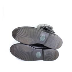 A pair of black leather Kochmann touring boots in size 41. The boots feature a SympaTex waterproof membrane and protective reinforcements on the toes, heels, ankles, and a reinforced sole with gear and brake lever protection. They show minor wear marks.