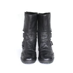 Louis black leather motorcycle boots, size 39/40 — lightweight touring and street boots with good flexibility, reinforced toe protection, non-waterproof design, and good condition with minor wear marks.