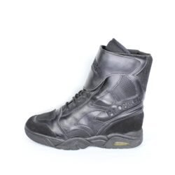 A pair of black leather Probiker women's casual riding boots in size 37. The boots feature ankle protection, a reinforced sole, and an air chamber in the sole for comfort while walking. They show minor wear marks.