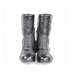 A pair of black leather Probiker touring boots in size 40. The boots feature a DryGate waterproof membrane and protective reinforcements on the toes, shin, ankles, and heel, with a reinforced sole. They show minor wear marks.