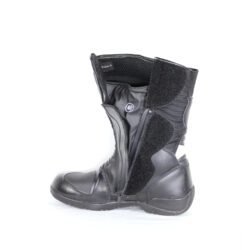 A pair of black leather Probiker touring boots in size 40. The boots feature a DryGate waterproof membrane and protective reinforcements on the toes, shin, ankles, and heel, with a reinforced sole. They show minor wear marks.