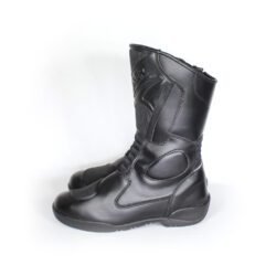 Probiker Touring black leather motorcycle boots, size 38 — touring-style boots offering good build quality, reinforced toe, shin, and ankle protection, partial waterproofing, and durable leather with minor wear marks.