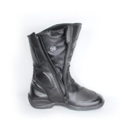 Probiker Touring black leather motorcycle boots, size 38 — touring-style boots offering good build quality, reinforced toe, shin, and ankle protection, partial waterproofing, and durable leather with minor wear marks.