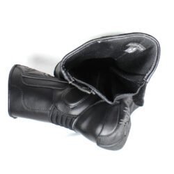 Probiker Touring black leather motorcycle boots, size 38 — touring-style boots offering good build quality, reinforced toe, shin, and ankle protection, partial waterproofing, and durable leather with minor wear marks.