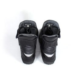 A pair of black leather street boots, size 44. The boots feature a Dintex waterproof membrane, reinforced protection on the toes, heels, and ankles, and reflective elements for visibility. They show minor wear marks