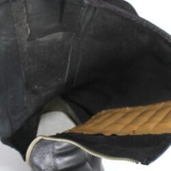 Robur Vintage black leather motorcycle boots, size 44 — classic vintage-style touring boots with reinforced toe, heel, and shin protection, non-waterproof design, and good condition showing light wear and leather wrinkles.