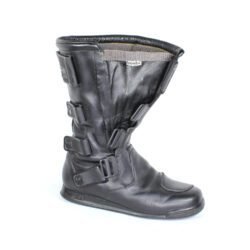 Sidi All-Season black leather motorcycle boots, size 42 — touring boots made in cooperation with Hein Gericke, featuring Sympatex waterproof membrane, reinforced toe, heel, and ankle protection, and good condition with minor wear marks.