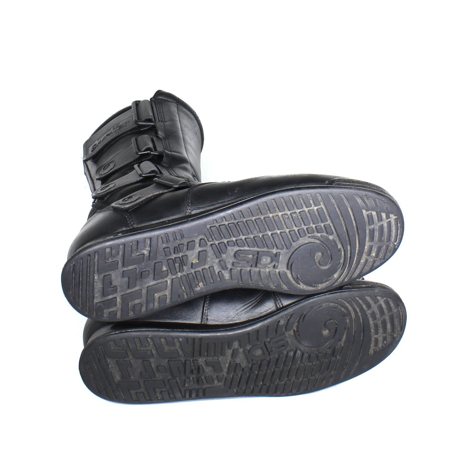 Sidi All-Season black leather motorcycle boots, size 42 — touring boots made in cooperation with Hein Gericke, featuring Sympatex waterproof membrane, reinforced toe, heel, and ankle protection, and good condition with minor wear marks.