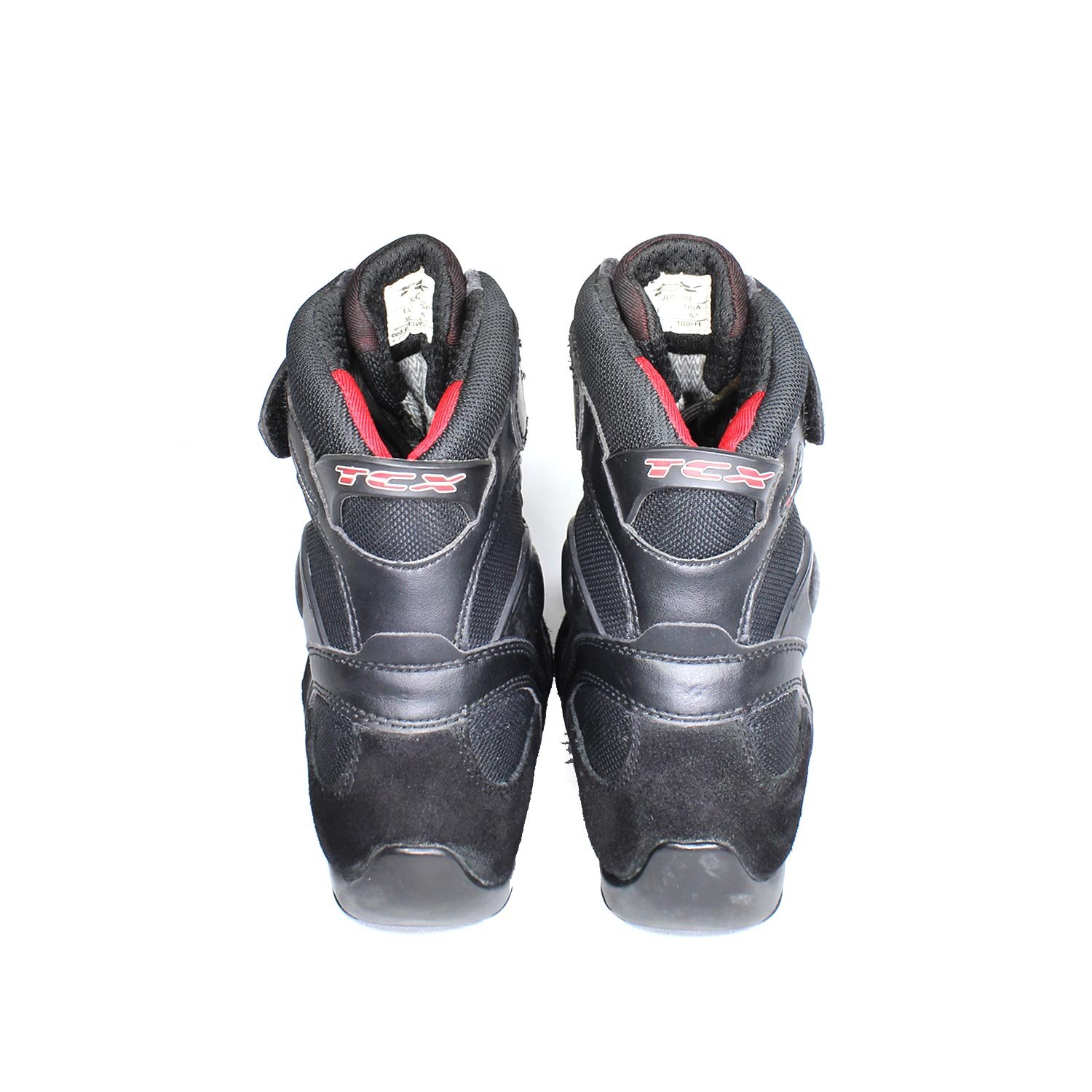 TCX X-Cube WR black leather motorcycle boots, size 39 — mid-height street and casual boots with Gore-Tex waterproof membrane, reinforced toe, ankle, and heel protection, flexible thin sole, and very good condition with minor wear marks.