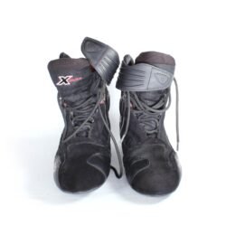 TCX X-Cube WR black leather motorcycle boots, size 39 — mid-height street and casual boots with Gore-Tex waterproof membrane, reinforced toe, ankle, and heel protection, flexible thin sole, and very good condition with minor wear marks.
